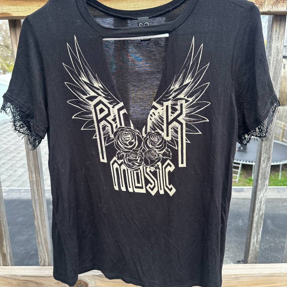 Windsor Black Graphic Cut Out Tee
